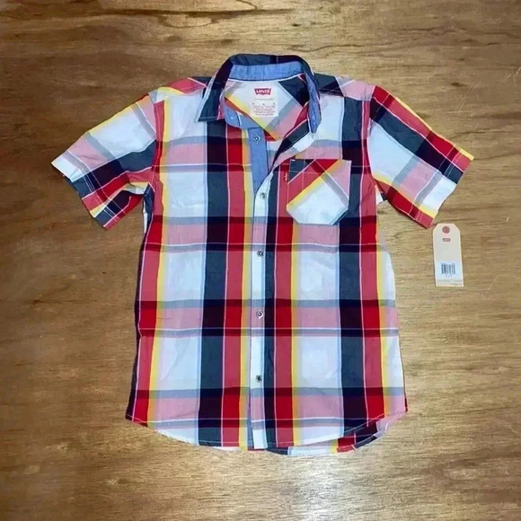 Levi's youth button up t-shirt new with tags youth size medium 10-12 Stripes - Picture 1 of 8